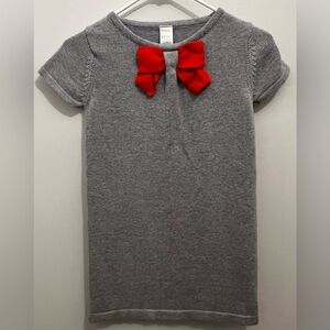 Vintage Gymboree Gray Sweater Dress with Orange Bow, Size 10
